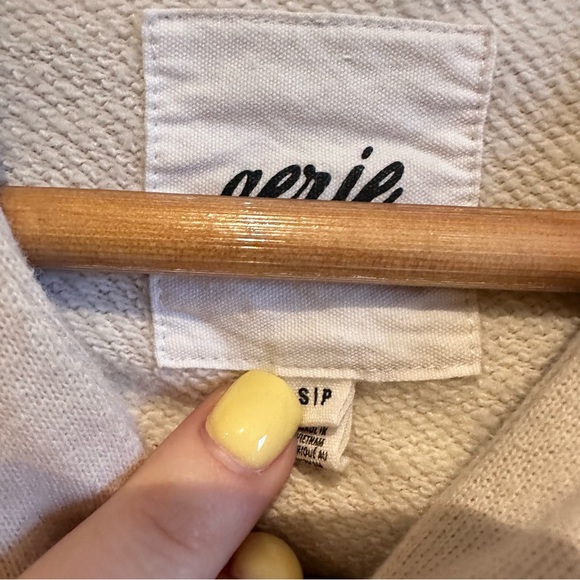 Aerie ruched side cream hooded sweatshirt hoodie size small - Picture 3 of 6